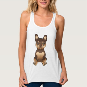 Chocolate And Tan French Bulldog Cute Cartoon Dog Singlet