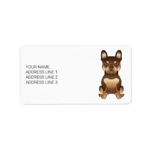 Chocolate And Tan French Bulldog Cute Dog & Text Label