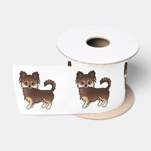 Chocolate And Tan Long Coat Chihuahua Dog Satin Ribbon