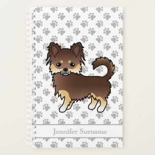 Chocolate And Tan Long Coat Chihuahua Dog & Text Planner