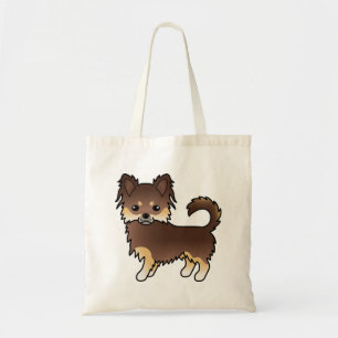 Chocolate And Tan Long Coat Chihuahua Dog Tote Bag