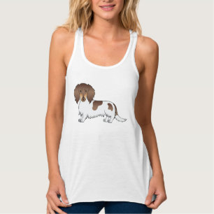 Chocolate And Tan Piebald Long Hair Dachshund Dog Singlet