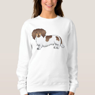 Chocolate And Tan Piebald Long Hair Dachshund Dog Sweatshirt