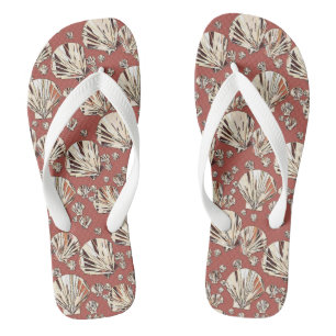 Chocolate and tan sea shells, chocolate background jandals