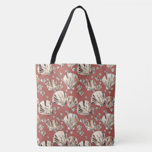 Chocolate and tan sea shells, chocolate background tote bag