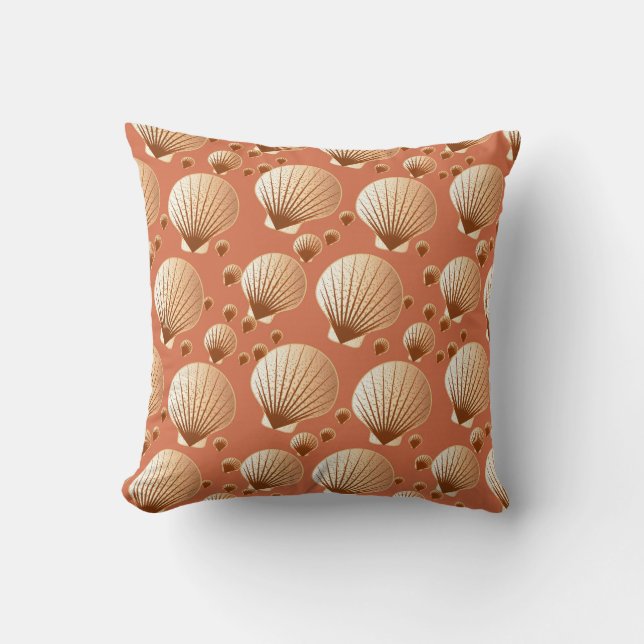 Chocolate and tan seashells on cocoa brown cushion (Front)