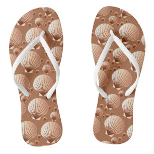 Chocolate and tan seashells on cocoa brown jandals