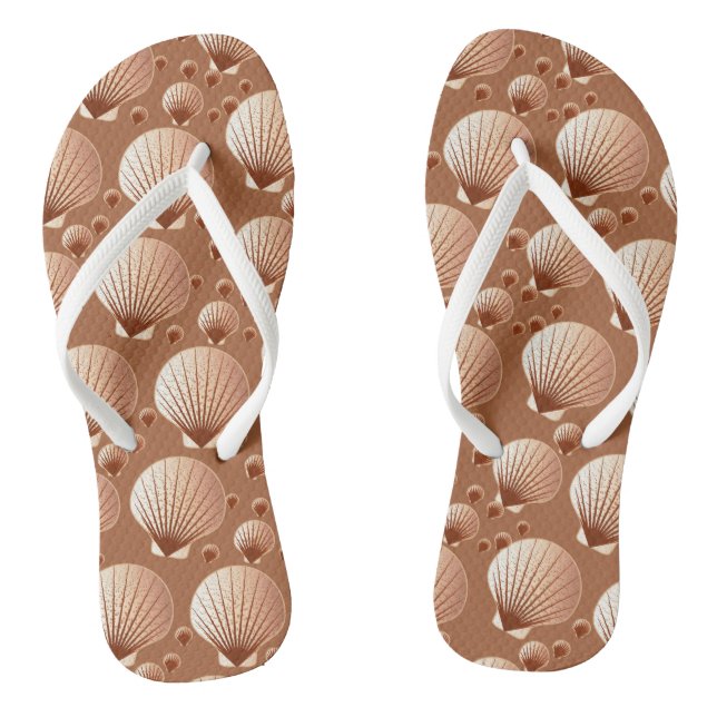 Chocolate and tan seashells on cocoa brown jandals (Footbed)