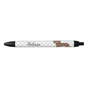 Chocolate And Tan Short Hair Dachshund & Name Black Ink Pen