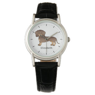 Chocolate And Tan Short Hair Dachshund & Name Watch
