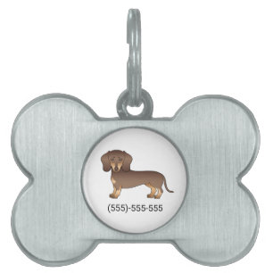 Chocolate And Tan Short Hair Dachshund & Number Pet ID Tag