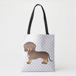 Chocolate And Tan Short Hair Dachshund & Paws Tote Bag
