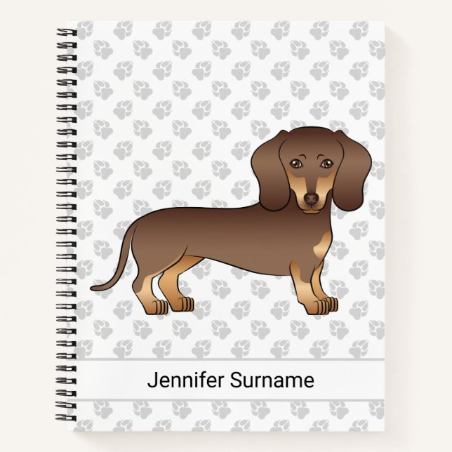 Chocolate And Tan Short Hair Dachshund & Text Notebook (Front)