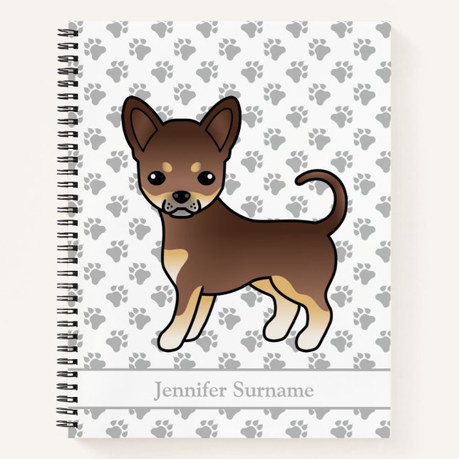 Chocolate And Tan Smooth Coat Chihuahua Dog & Text Notebook (Front)