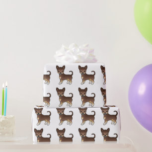 Chocolate And Tan Smooth Coat Chihuahua Pattern Wrapping Paper