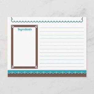 Chocolate and Turquoise Recipe Card