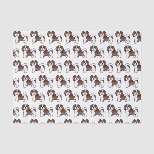 Chocolate And White Havanese Cartoon Dog Pattern Tissue Paper (Front)