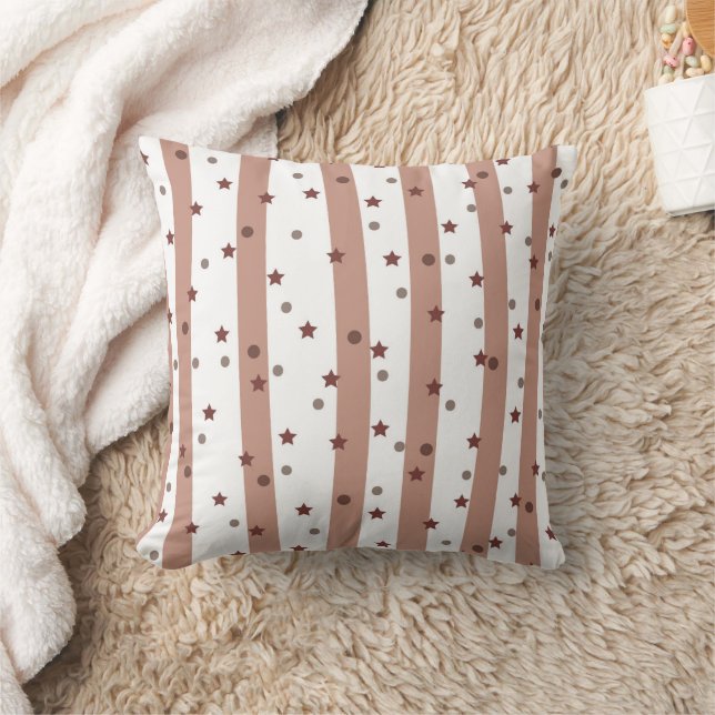 Chocolate and White Stripes with Stars Pattern Cushion (Blanket)