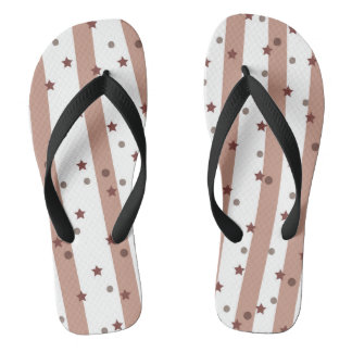 Chocolate and White Stripes with Stars Pattern Jandals