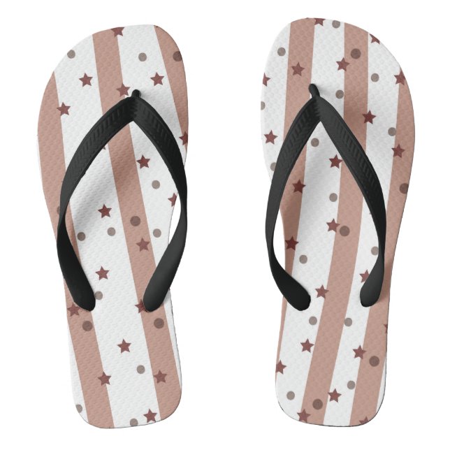 Chocolate and White Stripes with Stars Pattern Jandals (Footbed)