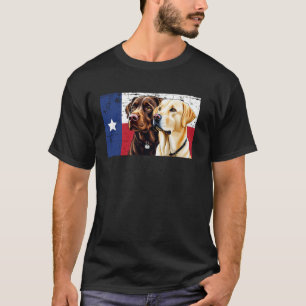 Chocolate and Yellow Labrador Texas Flag Dog T-Shirt