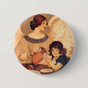 Chocolate Angel French Antique 6 Cm Round Badge
