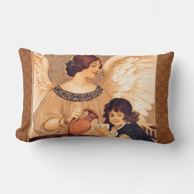 Chocolate Angel French Antique Lumbar Cushion (Front)