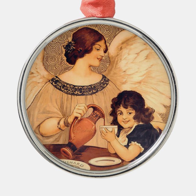 Chocolate Angel French Antique Metal Tree Decoration (Front)