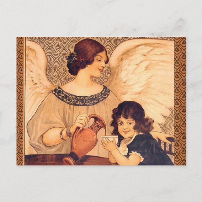 Chocolate Angel French Antique Postcard (Front)