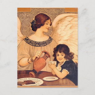 Chocolate Angel French Antique Postcard