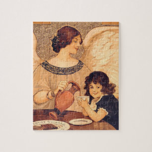 Chocolate Angel Vintage French Candy Poster Jigsaw Puzzle