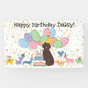 chocolate Aussiedoodle Dog Birthday Party Banner