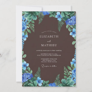 Chocolate Azure Fern Wedding Invitation