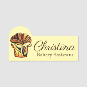 Chocolate Babka Jewish Bakery Bread Slice Food Name Tag