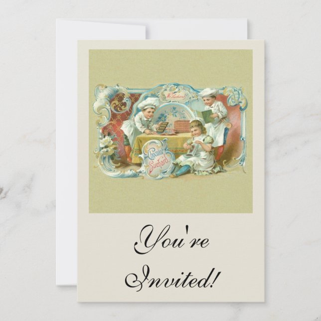 Chocolate Bakers Antique Invitation (Front)
