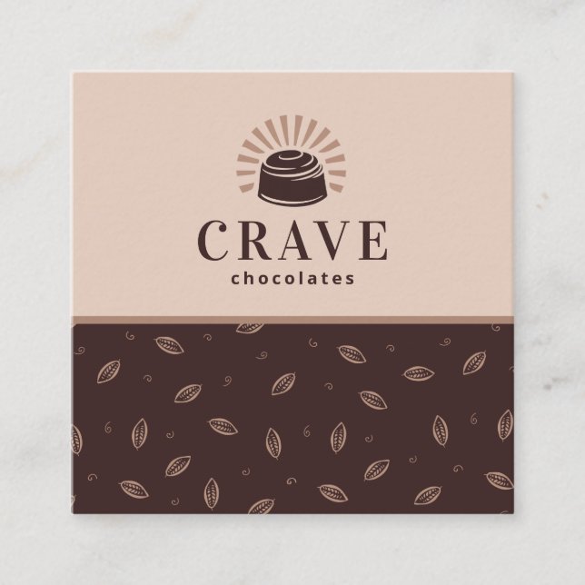 Chocolate, Bakery, Sweets Shop Customisable Square Business Card (Front)