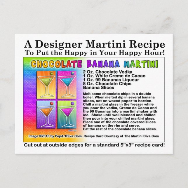 Chocolate Banana Martini Recipe Postcard (Front)