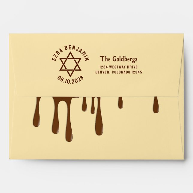 Chocolate Bar Mitzvah or Bat Mitzvah Envelope (Back (Top Flap))