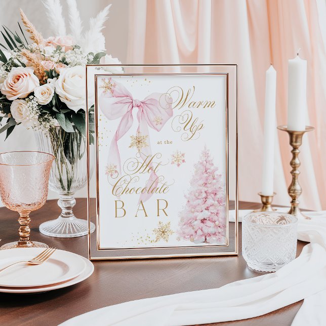 Chocolate Bar Pink Bow Cold Outside Baby Shower Poster (Creator Uploaded)