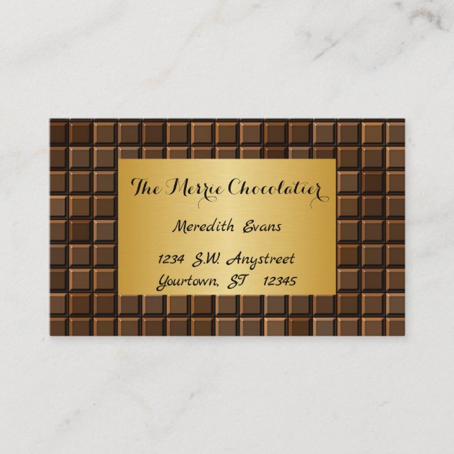 Chocolate Bar with Gold Frame Business Card (Front)