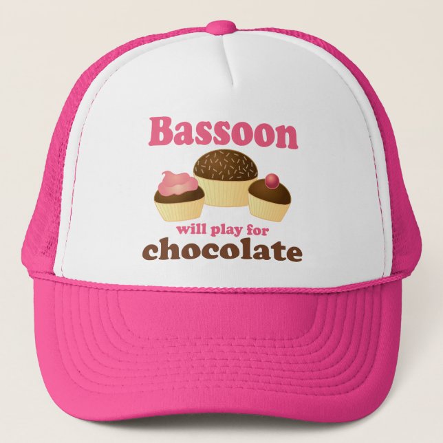 Chocolate Bassoon Music Gift Trucker Hat (Front)
