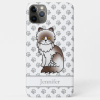 Chocolate Bi-Colour Persian Cute Cartoon Cat & Nam