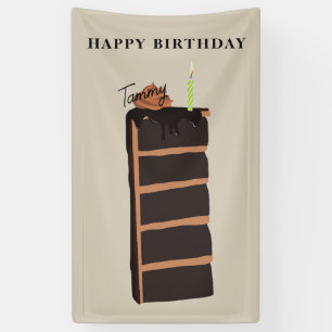 Chocolate Birthday Cake Birthday Party Banner