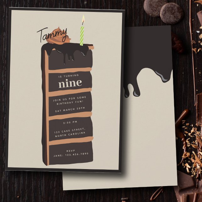 Chocolate Birthday Cake Birthday Party Invitation (Chocolate Birthday Cake Birthday Party Invitation)