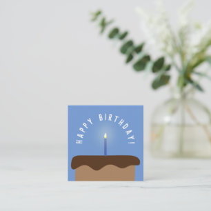 Chocolate Birthday Cake Lit Candle Cornflower Blue Card