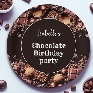 Chocolate Birthday Party Dark Brown Paper Plates