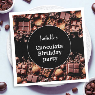 Chocolate Birthday Party Dark Custom Text Name Napkin