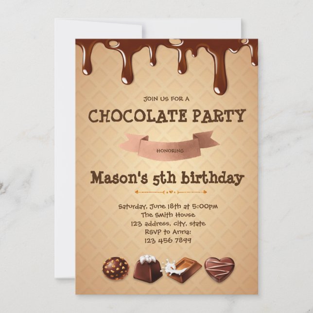 Chocolate birthday party invitation (Front)