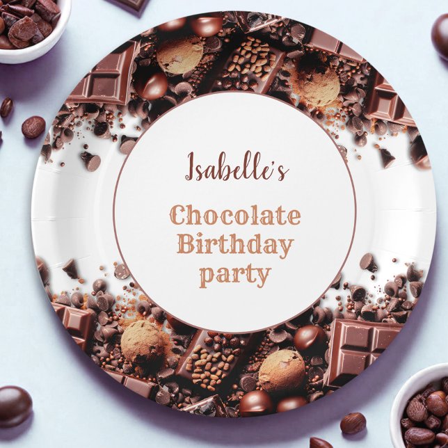 Chocolate Birthday Party  Paper Plate (Chocolate Birthday Party Paper Plates )