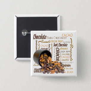 Chocolate Bits and Almonds Close-Up Photograph 15 Cm Square Badge